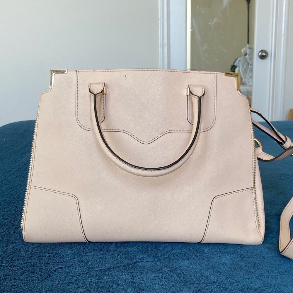 Rebecca Minkoff Amorous saffiano leather Convertible satchel in Tan Beige